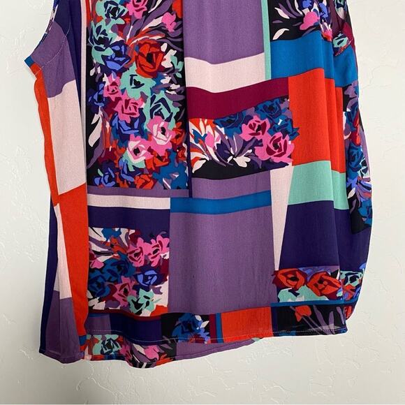 Maeve x Anthropologie Anderson Patchwork Floral Color Block Blouse Medium - Picture 7 of 9